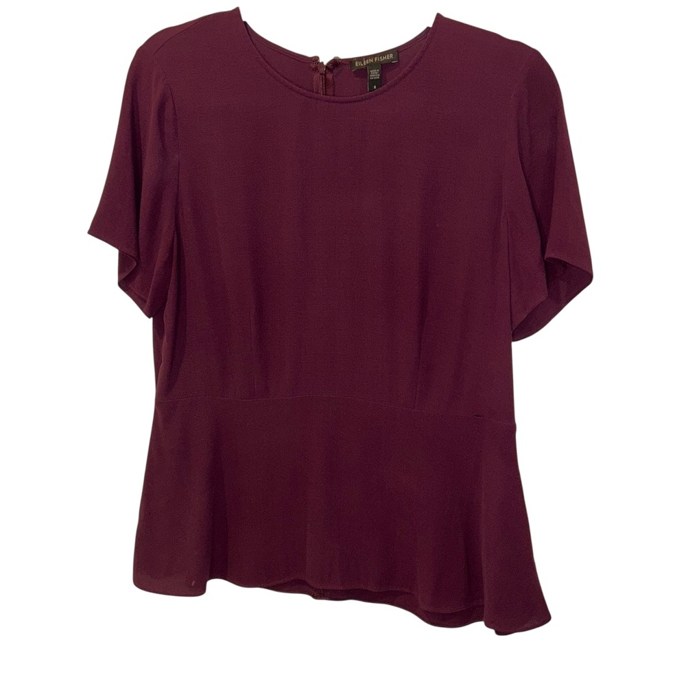 eileen fisher eggplant purple career peplum top 8